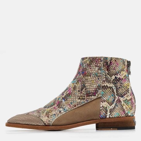 Zadig & Voltaire Multicolor Python Embossed And Suede Ankle Boots Size 38 - Picture 2 of 9